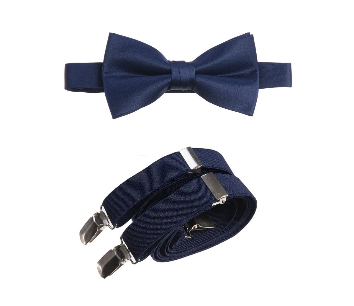 Men's Pre - tied Satin Bow Tie and Adjustable Stretch Suspender Sets - Tuxgear
