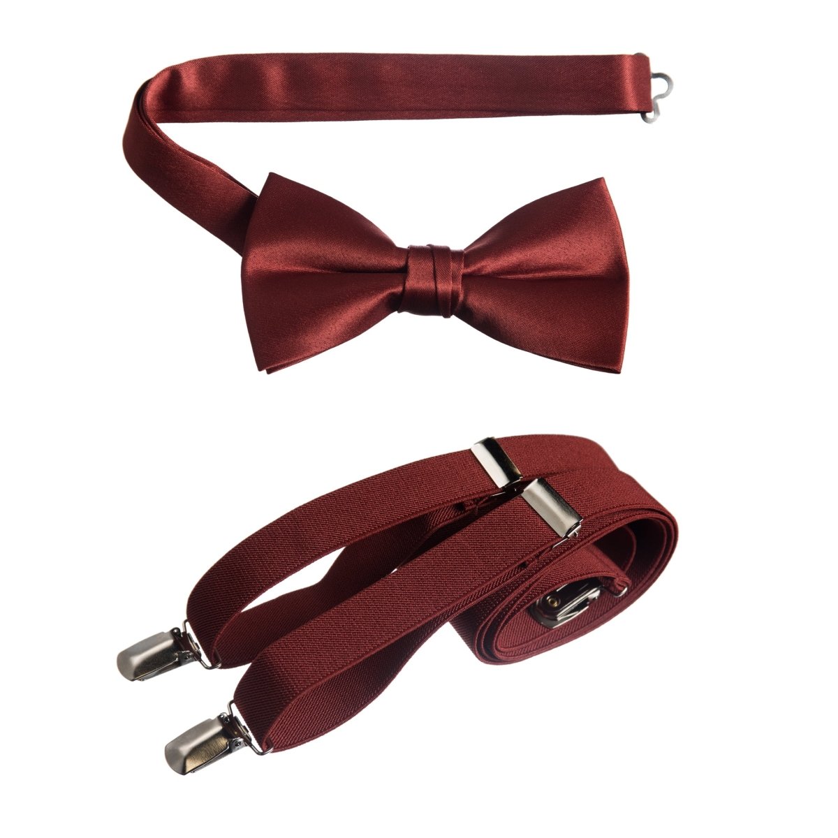 Men's Pre - tied Satin Bow Tie and Adjustable Stretch Suspender Sets - Tuxgear