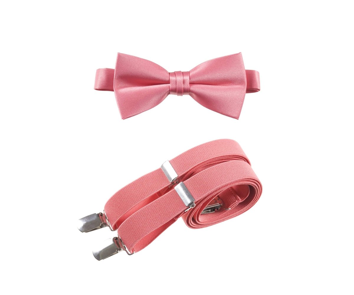 Men's Pre - tied Satin Bow Tie and Adjustable Stretch Suspender Sets - Tuxgear