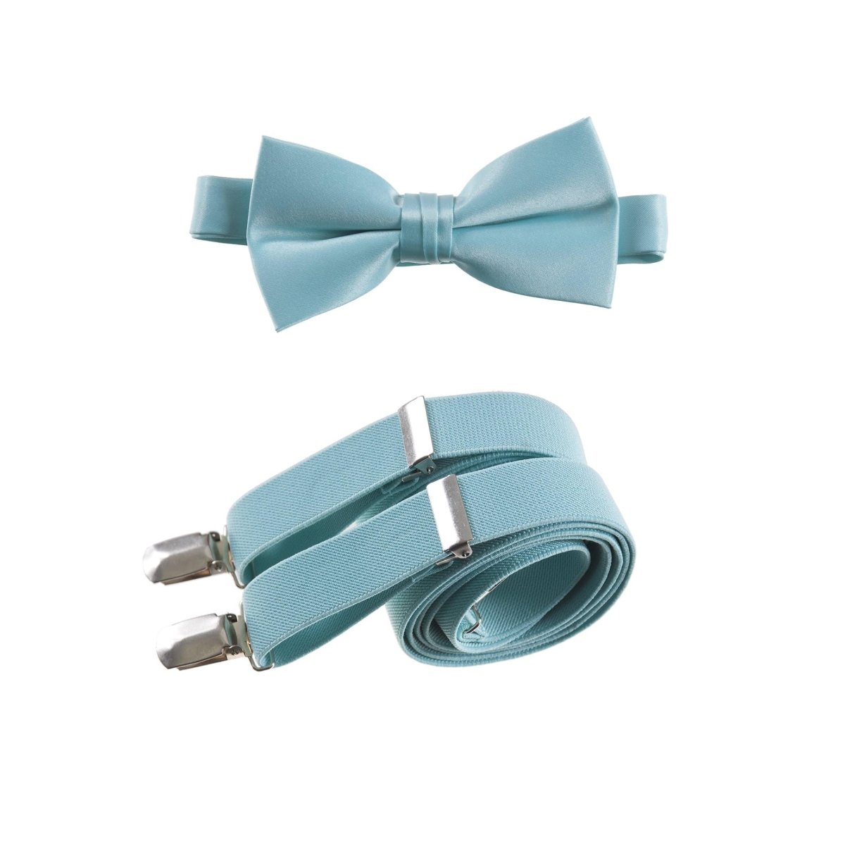 Men's Pre - tied Satin Bow Tie and Adjustable Stretch Suspender Sets - Tuxgear