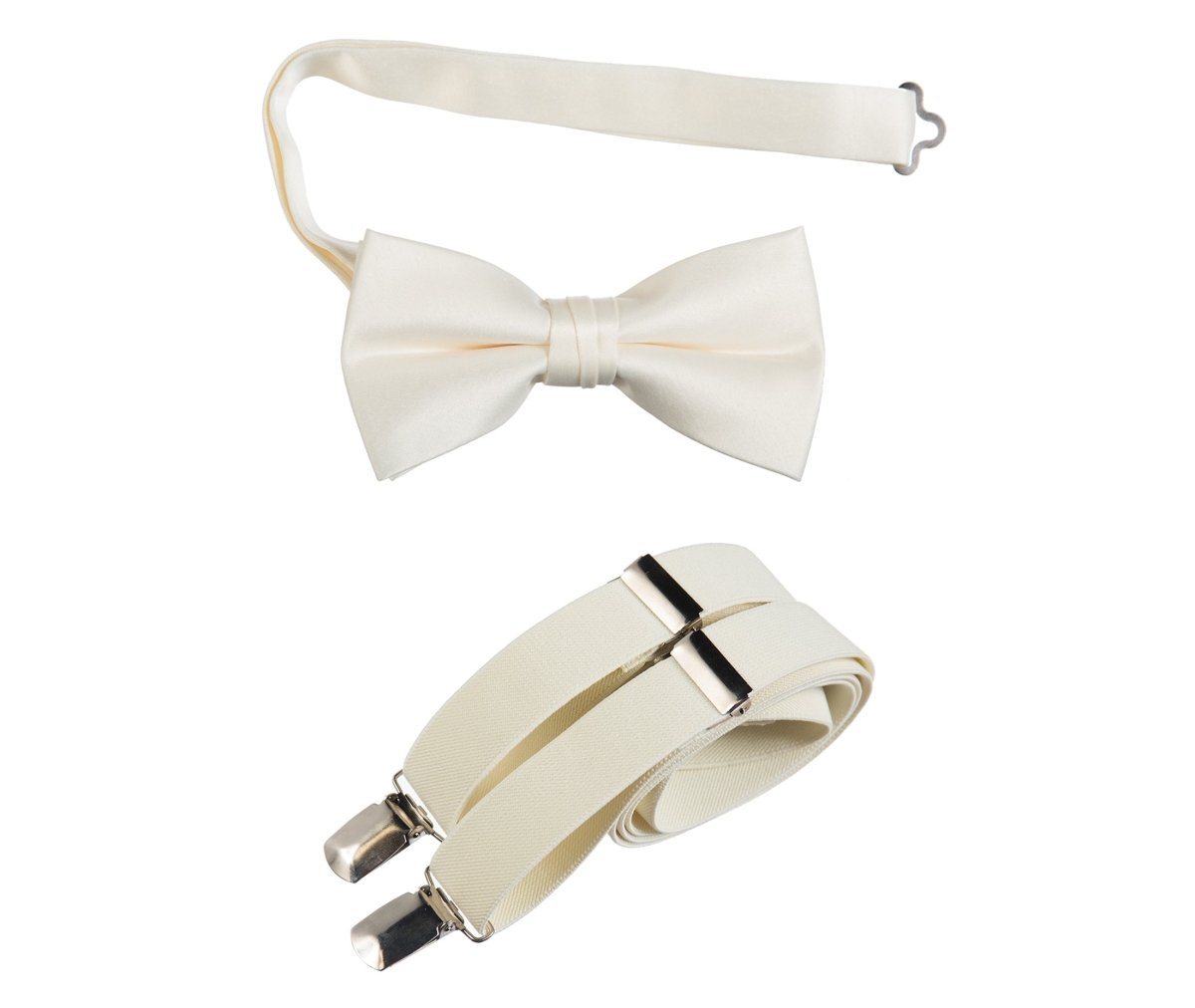 Men's Pre - tied Satin Bow Tie and Adjustable Stretch Suspender Sets - Tuxgear
