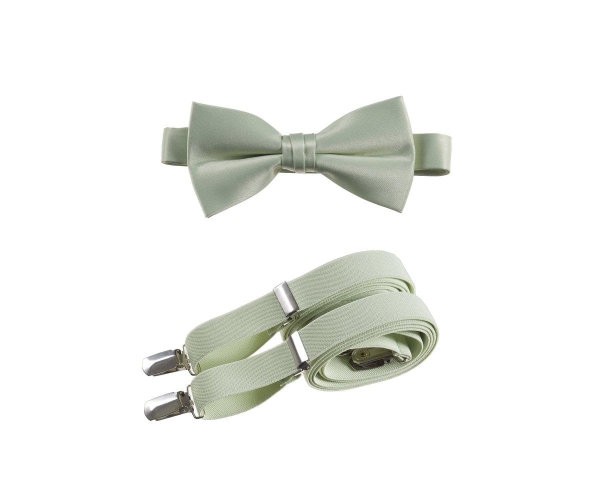 Men's Pre - tied Satin Bow Tie and Adjustable Stretch Suspender Sets - Tuxgear