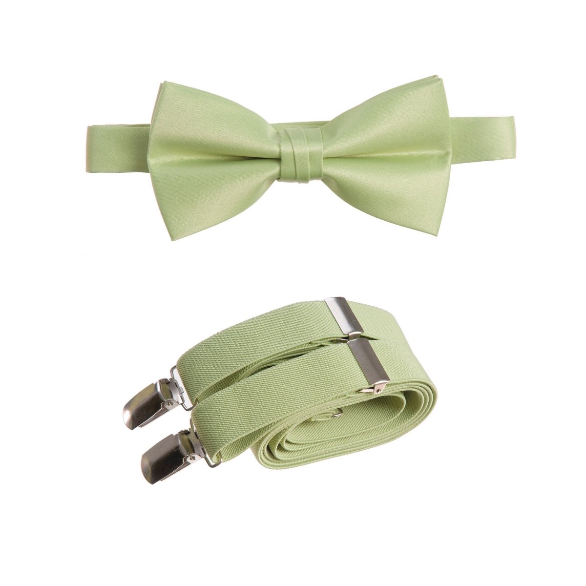 Men's Pre - tied Satin Bow Tie and Adjustable Stretch Suspender Sets - Tuxgear