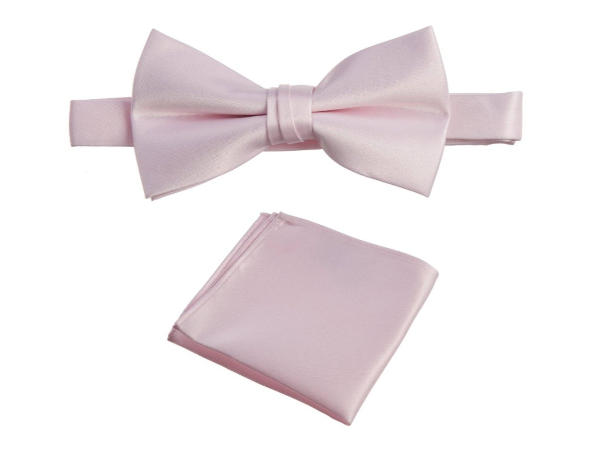 Men's Pre - tied Satin Bow Tie and Pocket Square Handkerchief Sets - Tuxgear
