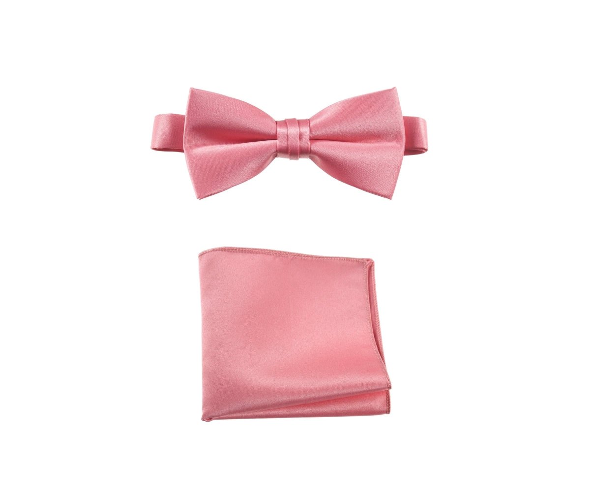 Men's Pre - tied Satin Bow Tie and Pocket Square Handkerchief Sets - Tuxgear