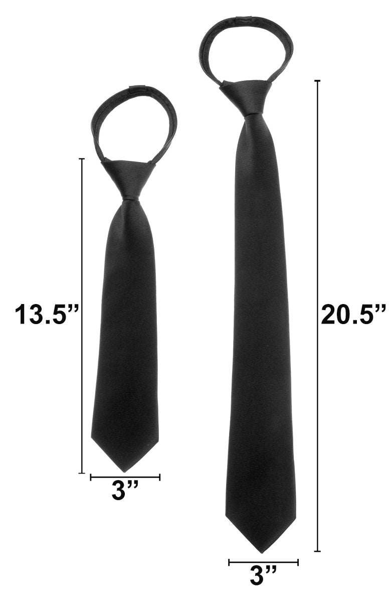 Pre - Tied Zipper Necktie for Men and Kids - 100% Deluxe Microfiber Polyester - Tuxgear