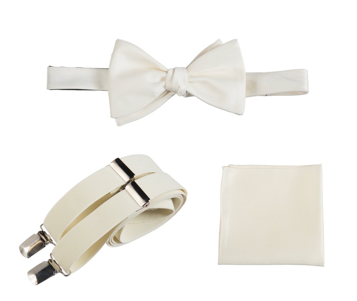 Tuxgear Inc | Men's & Boys Matching Set: Bow Tie, Suspenders & Pocket Square - Tuxgear