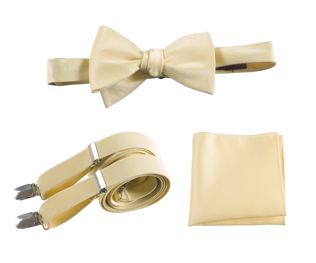 Tuxgear Inc | Men's & Boys Matching Set: Bow Tie, Suspenders & Pocket Square - Tuxgear