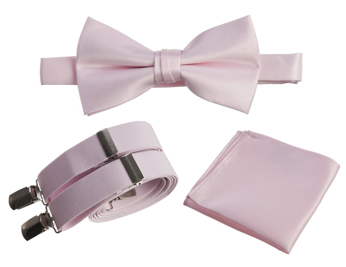 Tuxgear Inc | Men's & Boys Matching Set: Bow Tie, Suspenders & Pocket Square - Tuxgear